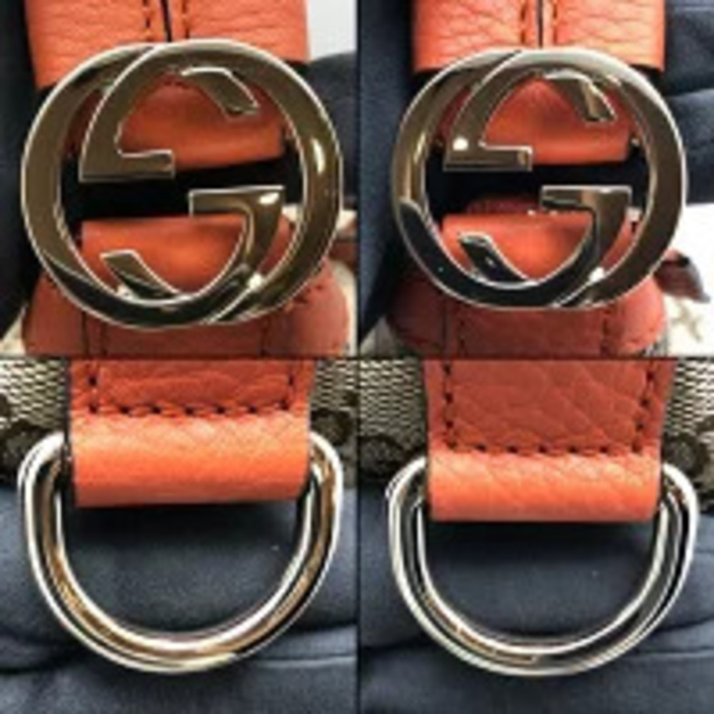 Gucci Shoulder Orange Crossbody GG Handbag Bag Canvas Beige - Picture 10 of 13